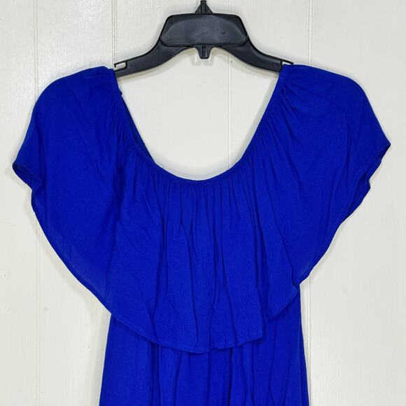 Altar'd State Womens Top Size Large Blue Coquette Beachy Coastal Travel Ruffled - Picture 5 of 12